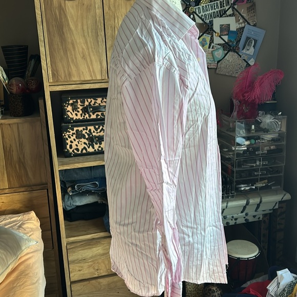 Pink Striped Alfani Dress Shirt - Medium - Picture 2 of 5